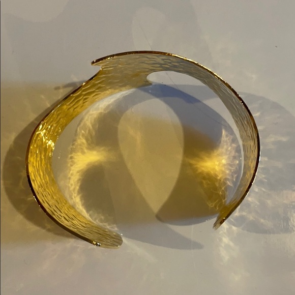 Gold Hammered Bracelet - Large Costume Cuff - Picture 4 of 7